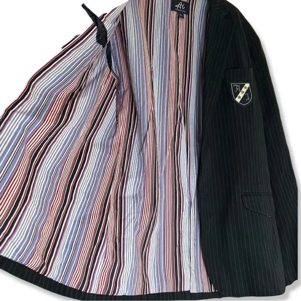 Authentic Icon Navy Pinstripe Blazer Large Sport Coat